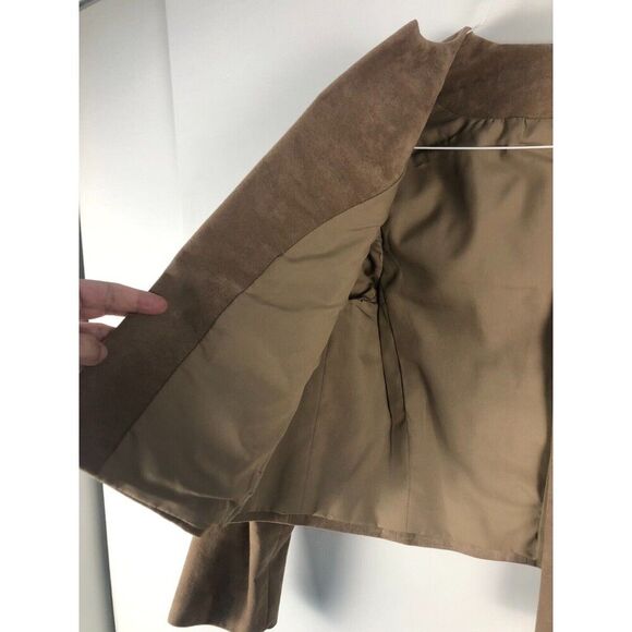 Vintage Homemade Skirt Suit Womens Sz M 2Pc Set Jacket & Skirt Camel Faux Suede* - Picture 3 of 15